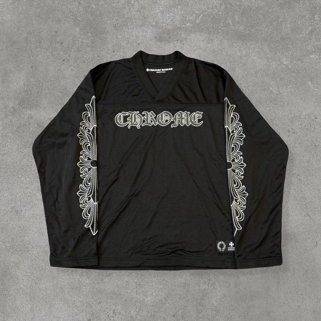 P0 Chrome Hearts Men's Black and Grey T-shirt - Image 1