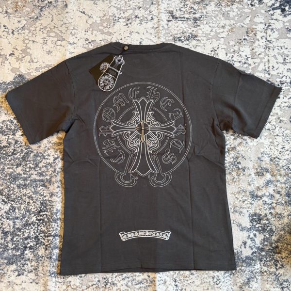 Chrome Hearts Men's Black and Grey T-shirt