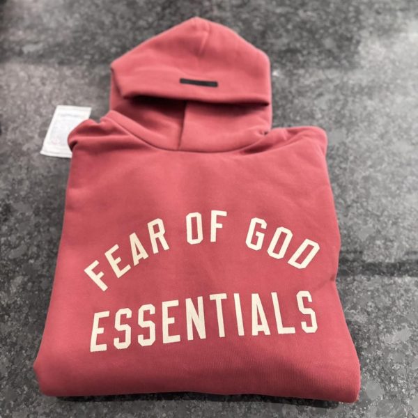 Fear of God Men's Burgundy and Red Hoodie
