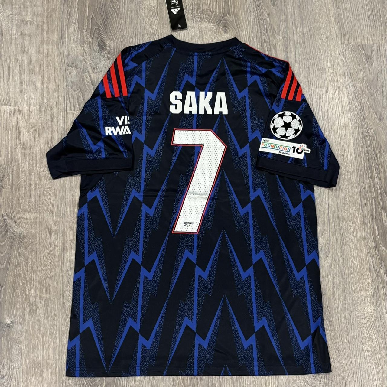 P0 Adidas Men's Blue and Navy Shirt - Image 1