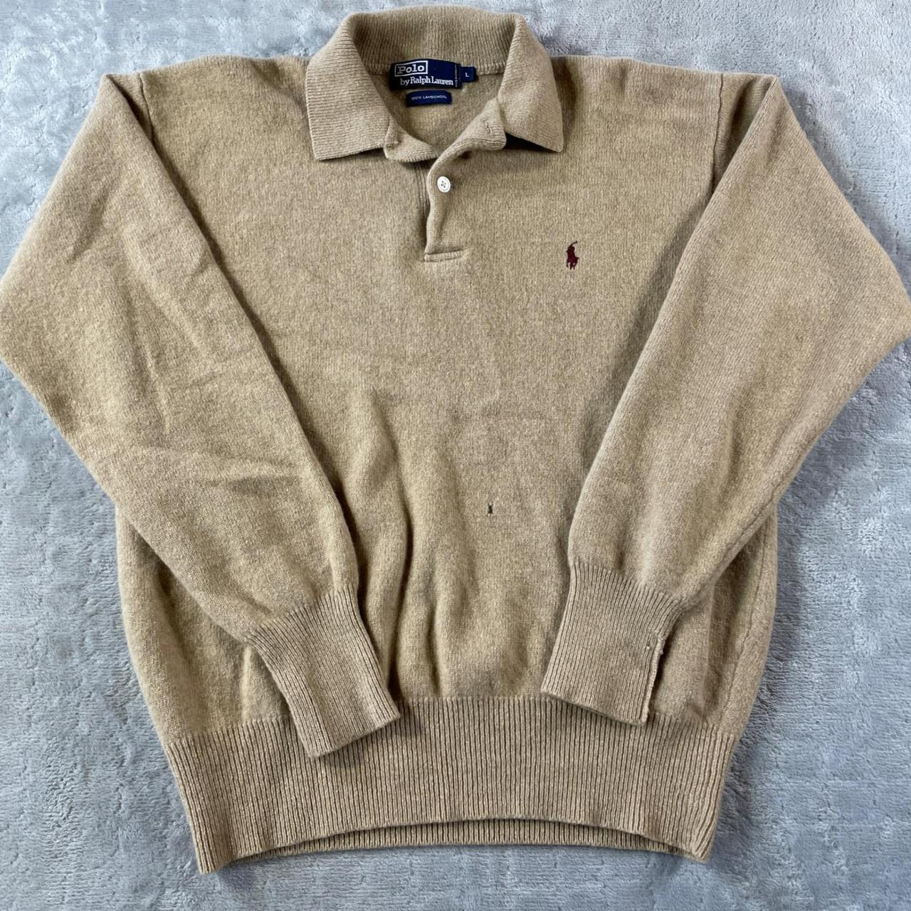 P0 Polo Ralph Lauren Men's Tan and Brown Jumper - Image 1