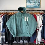 Russell Athletic Men's Green and Cream Hoodie