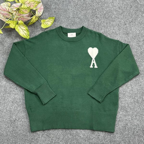 AMI Paris Men's Green Jumper
