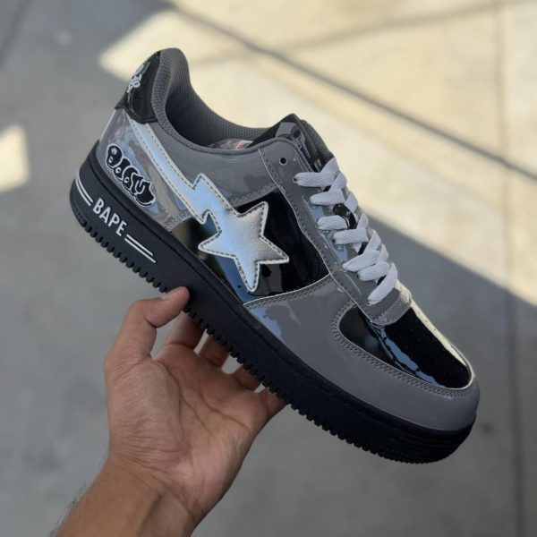 BAPE Men's Grey and Black Trainers