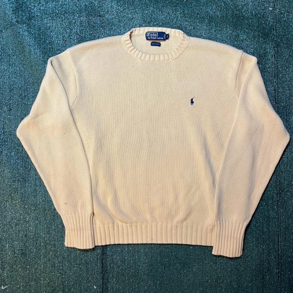 Polo Ralph Lauren Men's Cream and Yellow Jumper