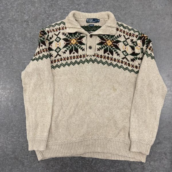 Polo Ralph Lauren Men's Cream and Tan Jumper