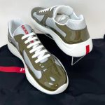 Prada Men's Green and Khaki Trainers - Image 2