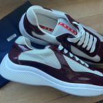 Prada Men's Burgundy and Red Trainers - Image 5