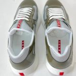 Prada Men's Green and Khaki Trainers - Image 4